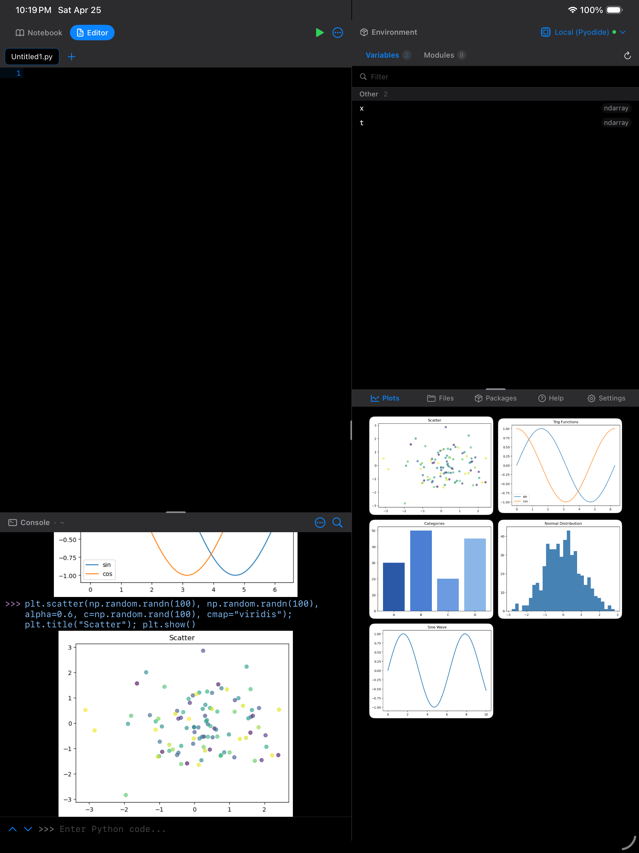 Plot gallery with plots on iPad