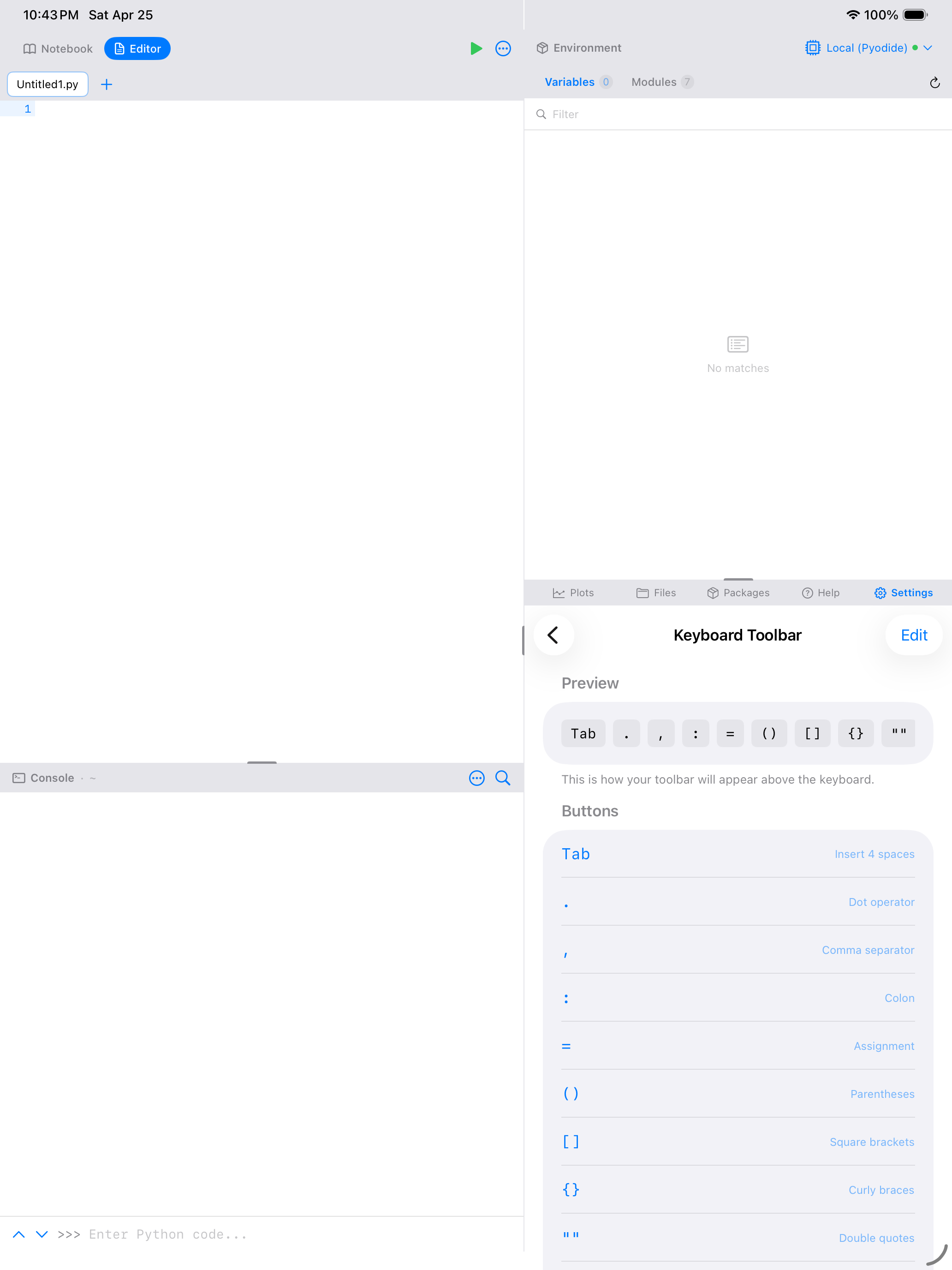Keyboard toolbar on iPad
