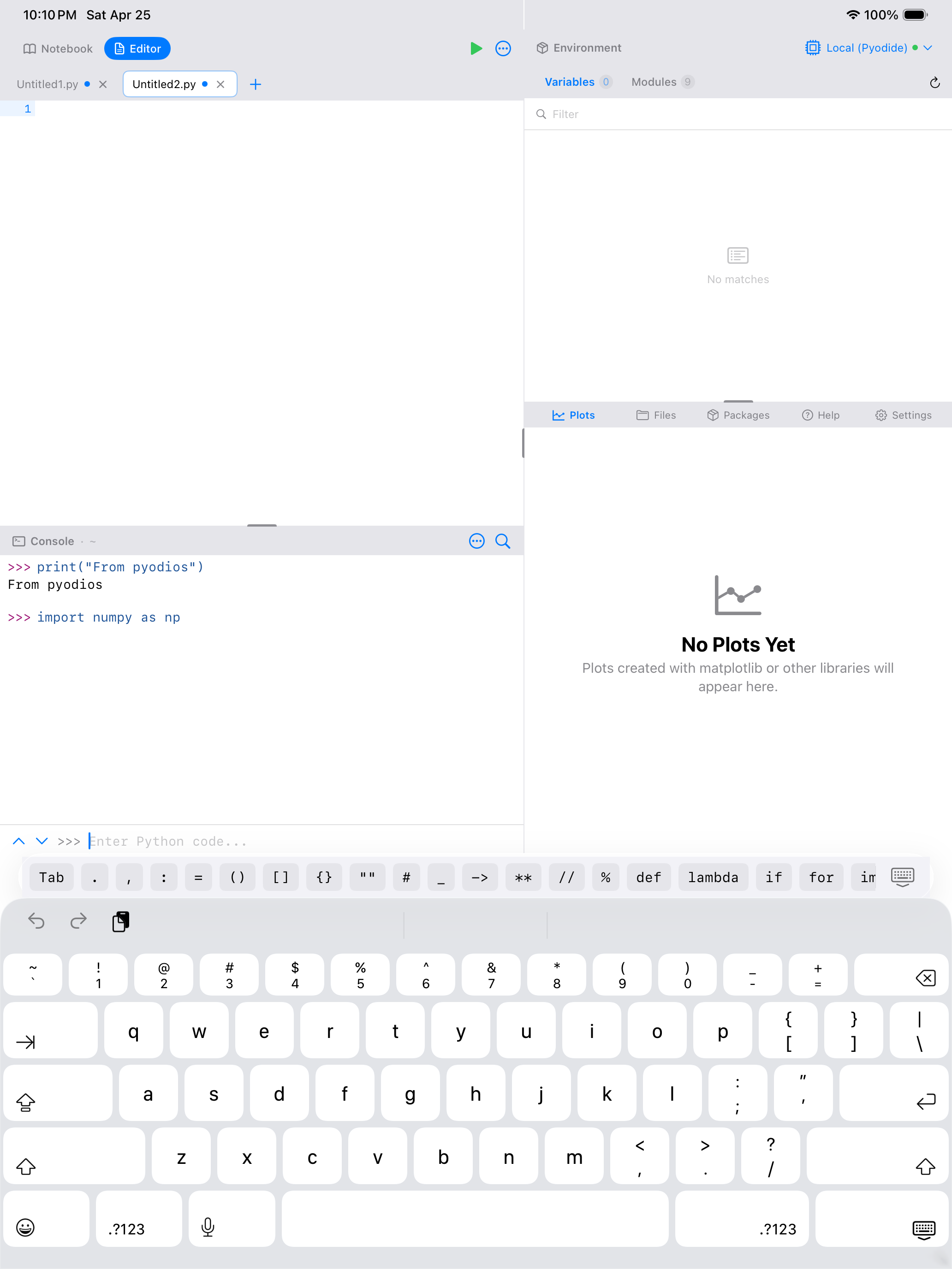 Code completion suggestions on iPad