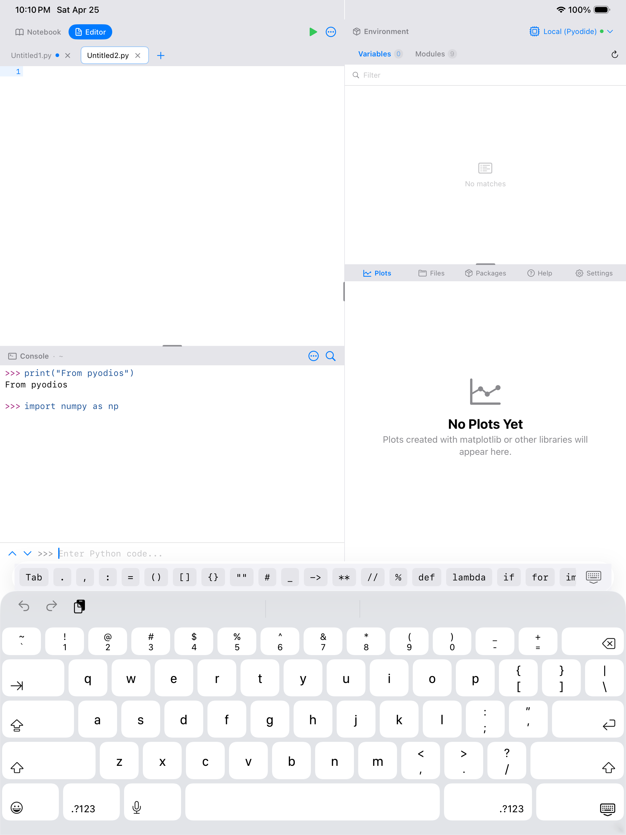 Code Outline sheet on iPad listing the functions and variables from the file