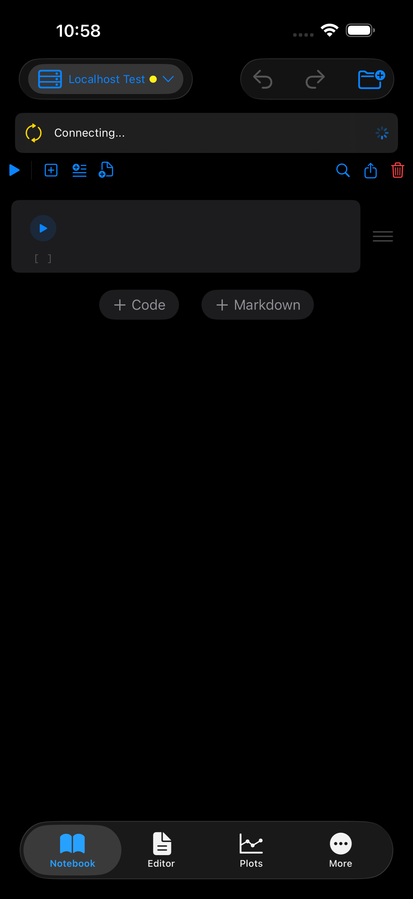 Yellow connecting banner on iPhone in dark mode
