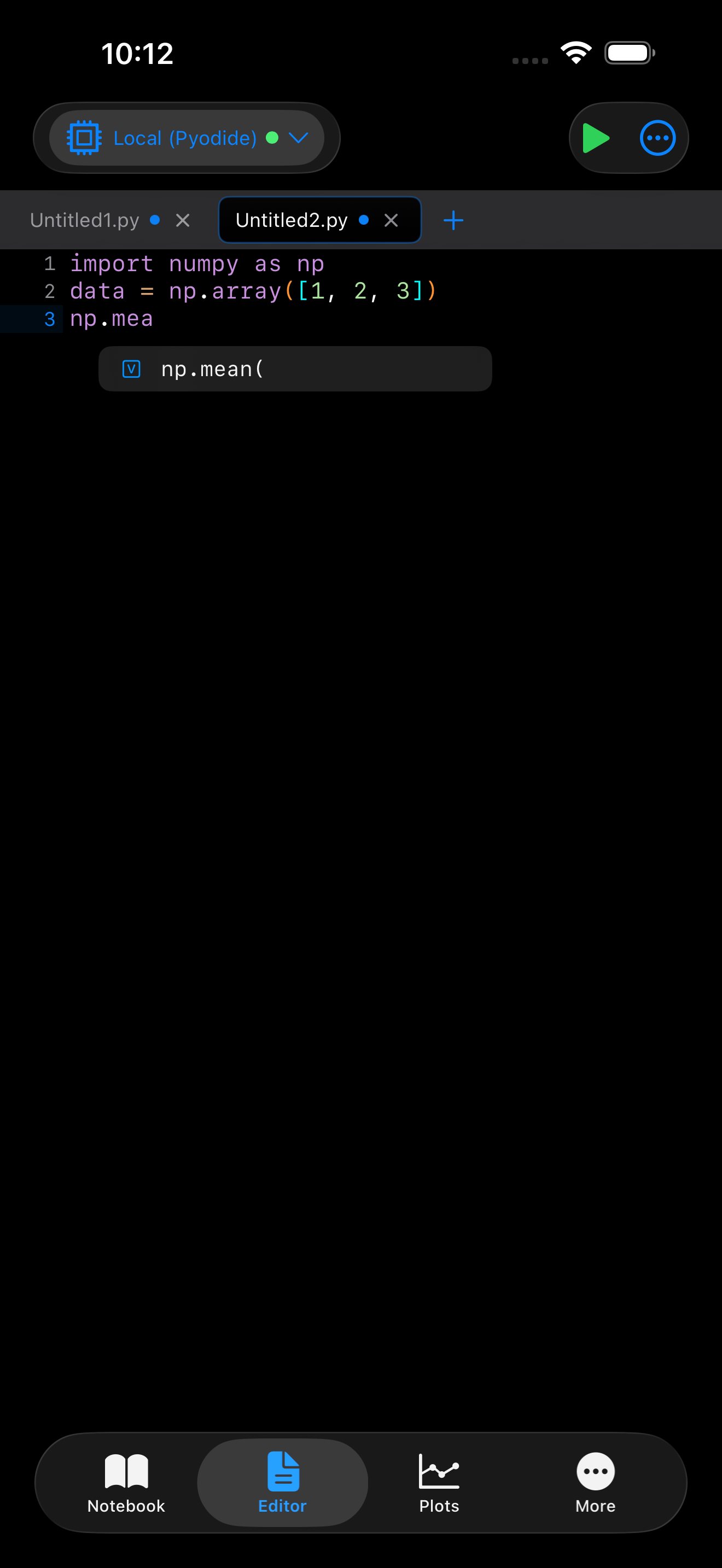 Code completion suggestions on iPhone