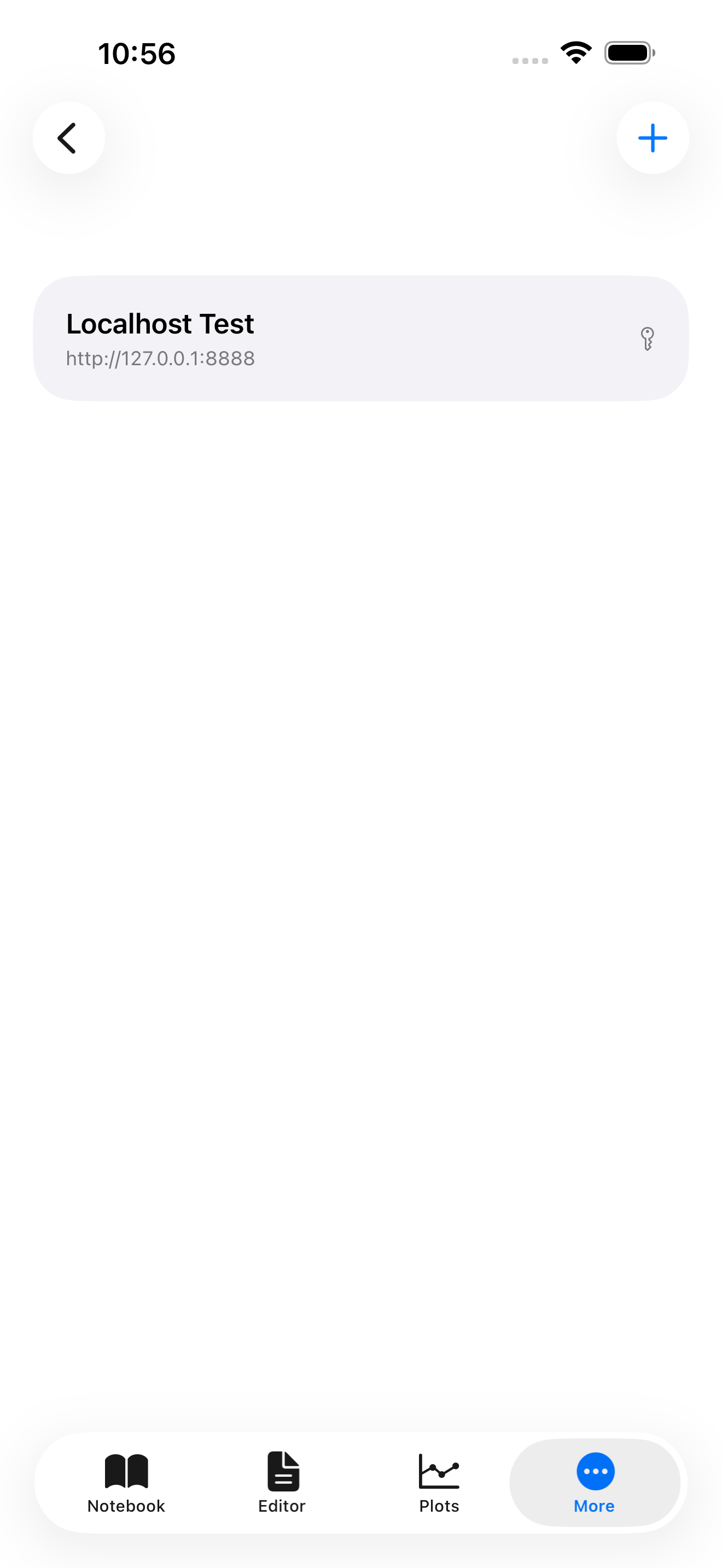 Jupyter Servers list in Settings on iPhone