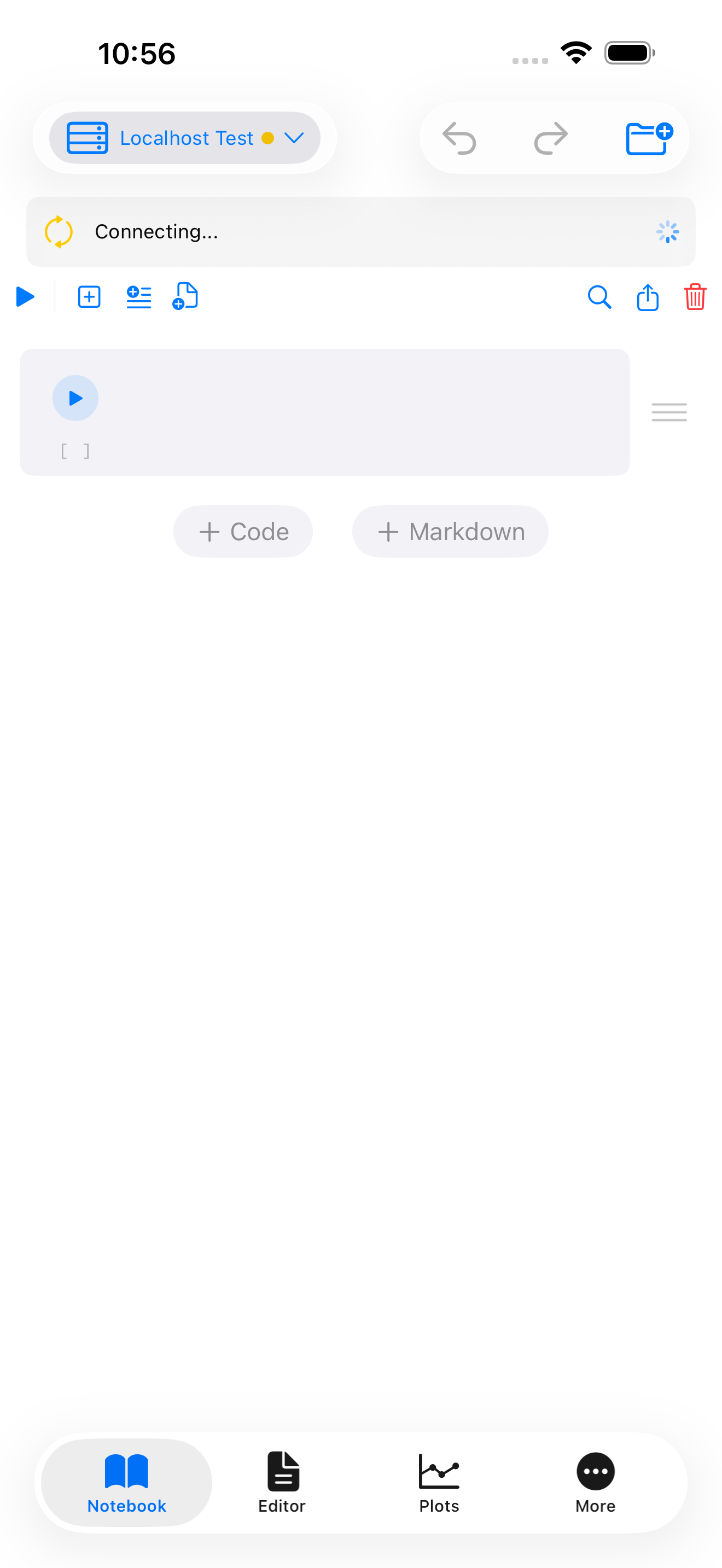 Yellow connecting banner with spinner on iPhone