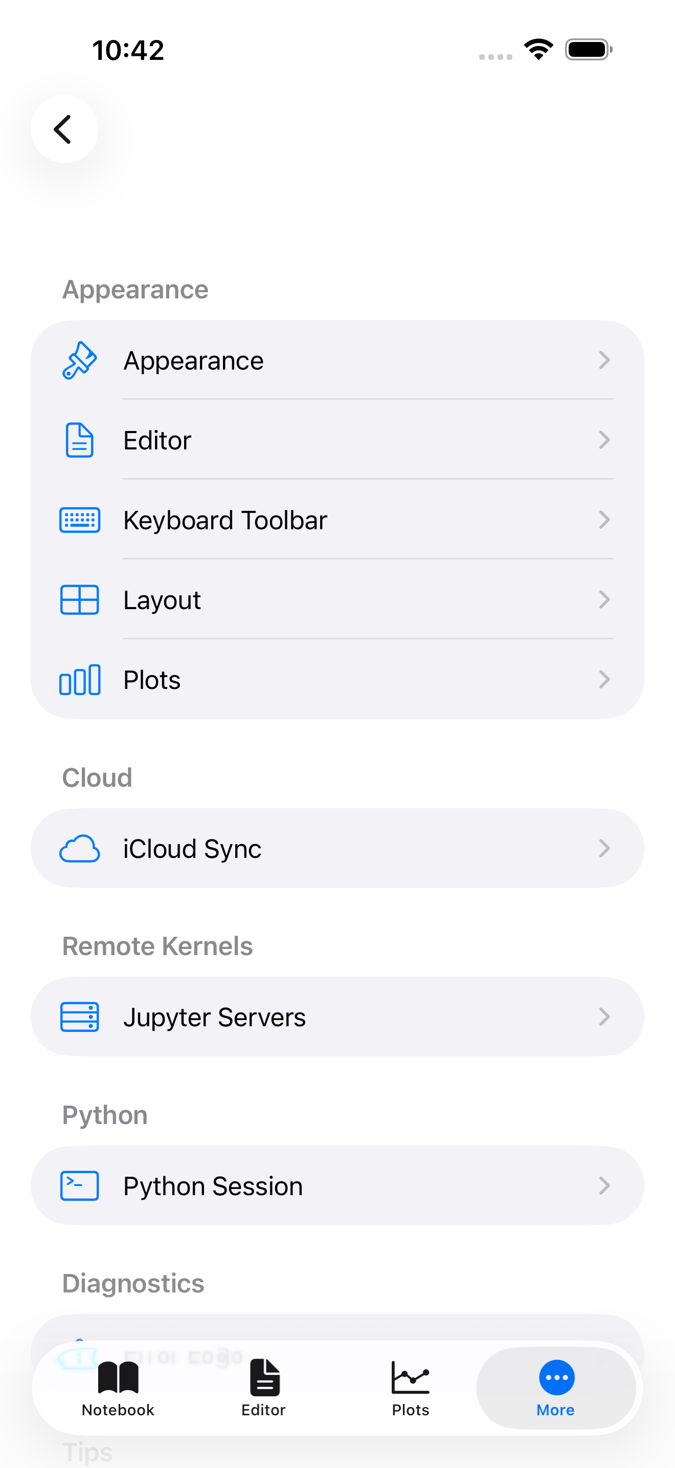 Help & Resources settings on iPhone