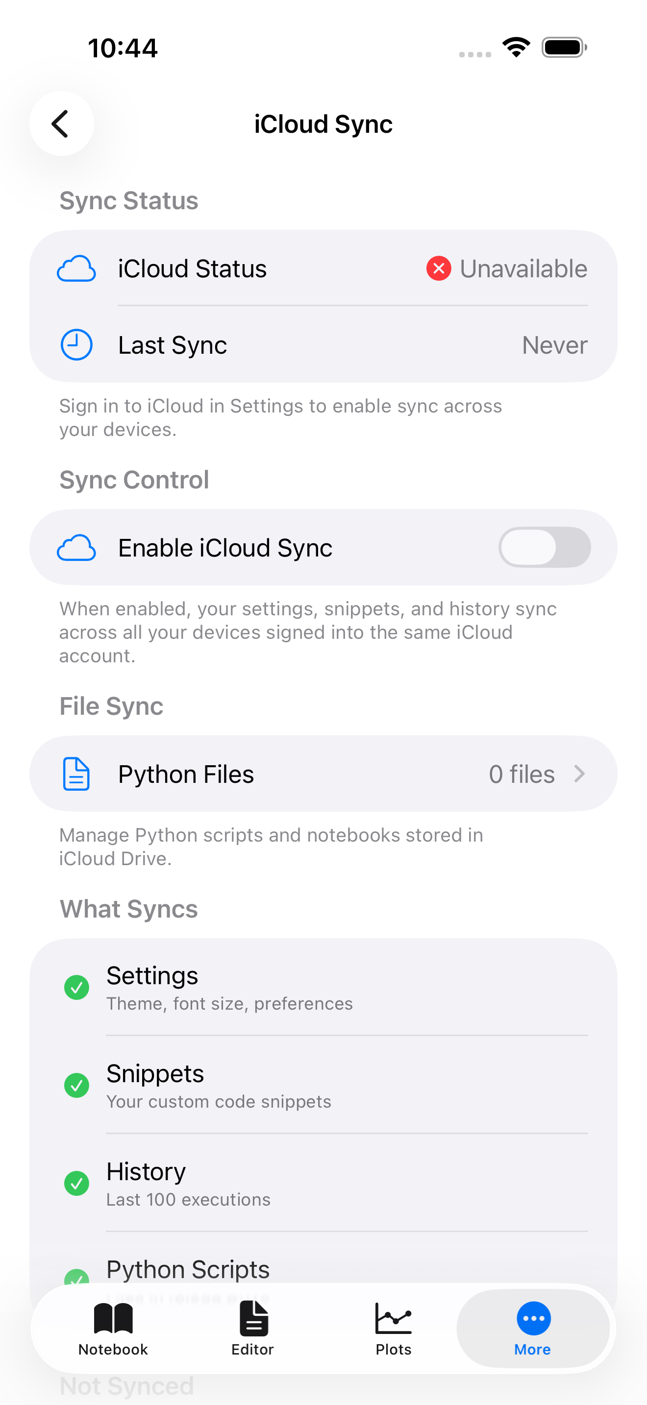 Cloud Sync on iPhone